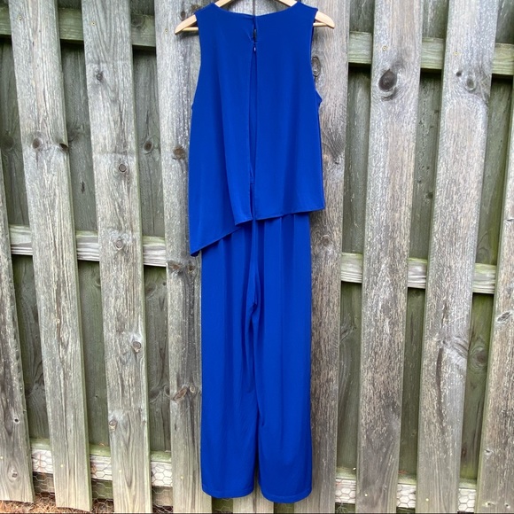 Chicos Royal blue Jumpsuit 1 piece pantsuit Elastic waist Zip back Jumper - Picture 3 of 11